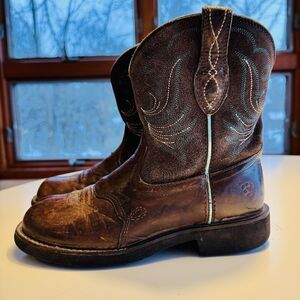 Ariat Fatbaby Heritage Dapper Western Boots Kids Size 3 Brown Turquoise 10029683